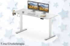 Transforma tu trabajo con el escritorio elevable eléctrico, ajustable de 71 a 116 cm y con portabotellas ¡No te pierdas este ofertón limitado!