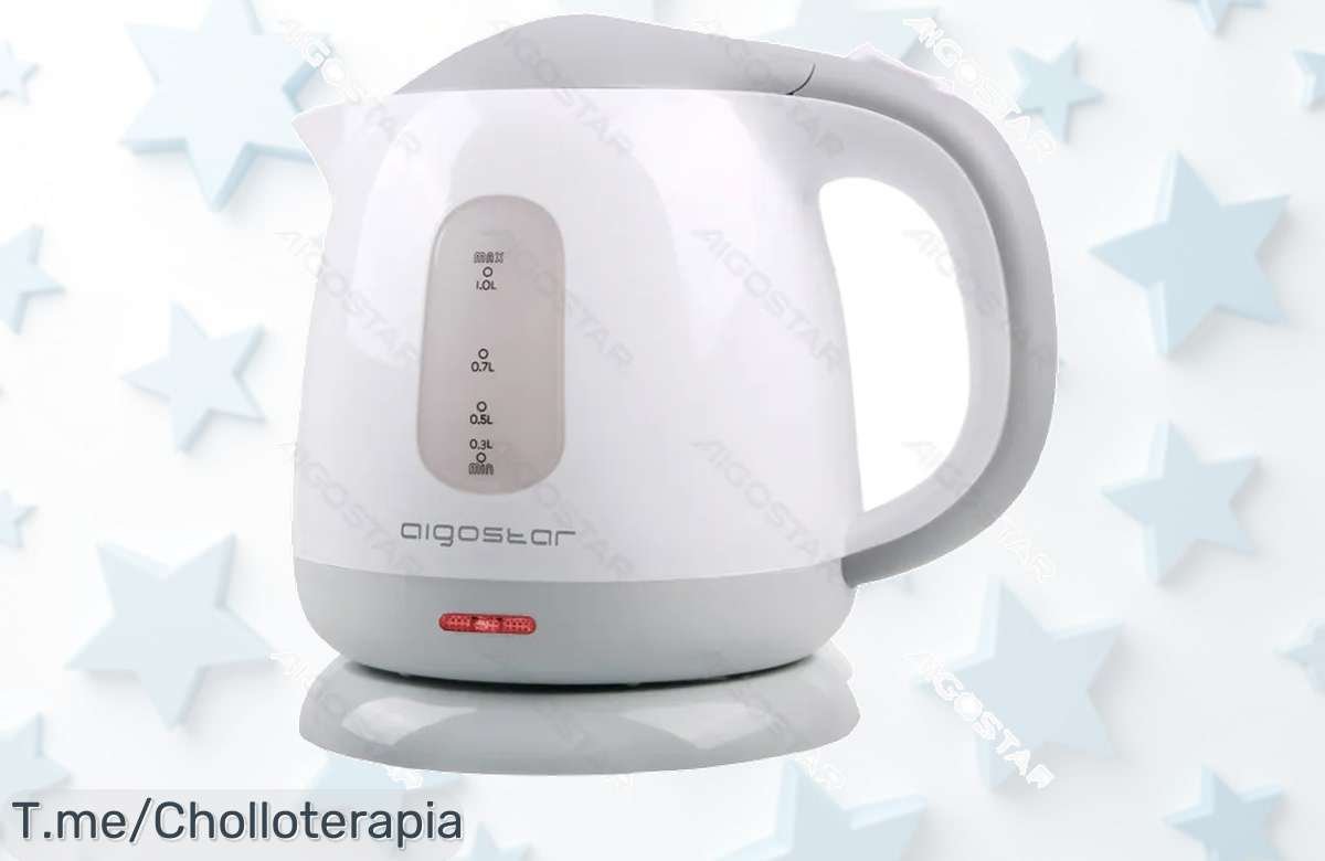 Aigostar Juliet: Hervidor Compacto de 1 Litro con Base 360º, ¡ofertón limitado para preparar tus bebidas en un instante! No te lo pierdas, compra ahora y ahorra.