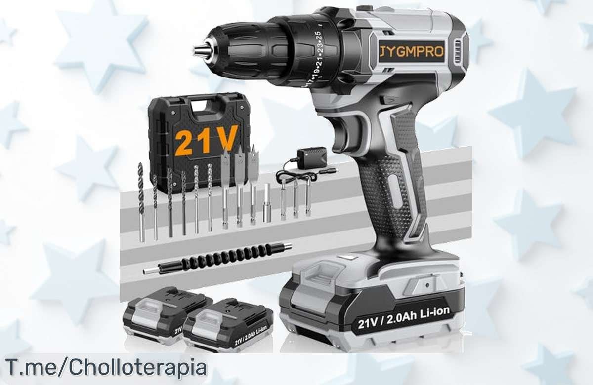 Aprovecha el Ofertón del Taladro Percutor a Batería JYGMPRO con 42Nm de poder y 14 accesorios, solo por tiempo limitado. ¡Hazlo tuyo antes que se agote!