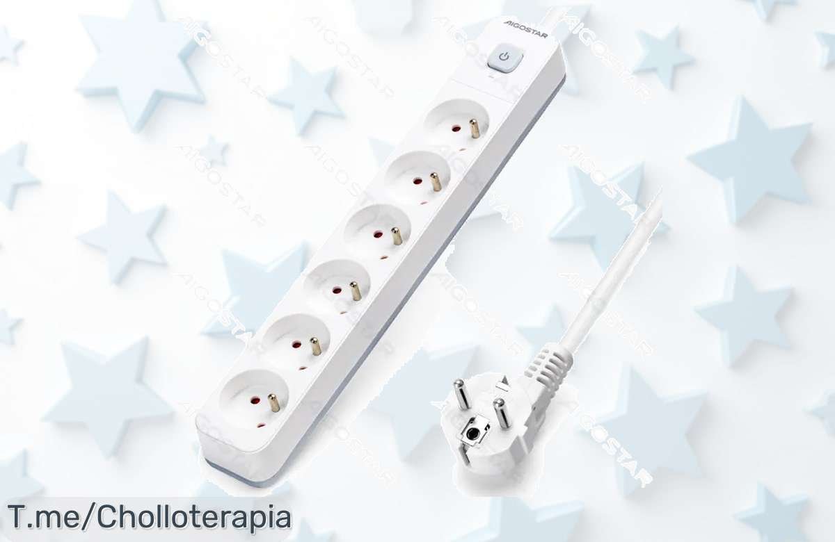 Aprovecha el ofertón del día con la Aigostar Regleta alargador de 6 Tomas: protección infantil y diseño elegante a un precio loco. ¡Compra ya antes que se acabe!