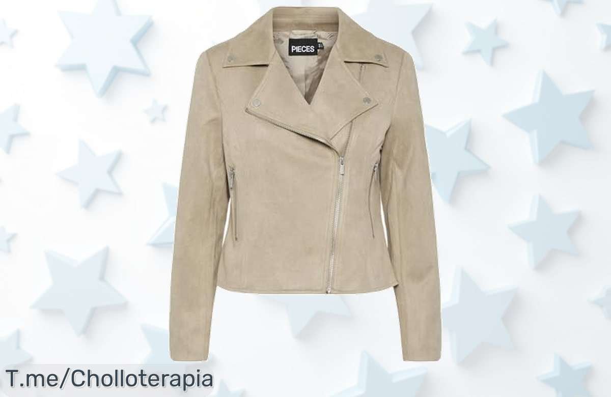 Atrapa tu estilo con la PIECES Biker Jacket: ¡super chollo y descuento brutal! No dejes pasar esta oportunidad única, compra ahora antes que se agote.