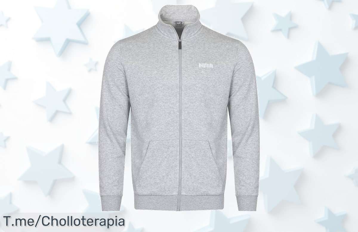 Atrapa tu estilo con la chaqueta PUMA Essentials Track: calidad y diseño nunca vistos a un precio loco. ¡Aprovecha este ofertón antes de que se acabe!