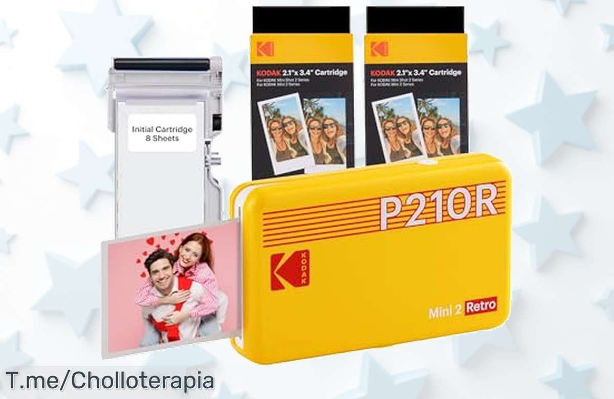 Captura momentos únicos con la Kodak Mini 2 Retro: ¡68 fotos vibrantes al instante y diseño llamativo! Aprovecha este ofertón limitado, ¡hazte con la tuya ya!