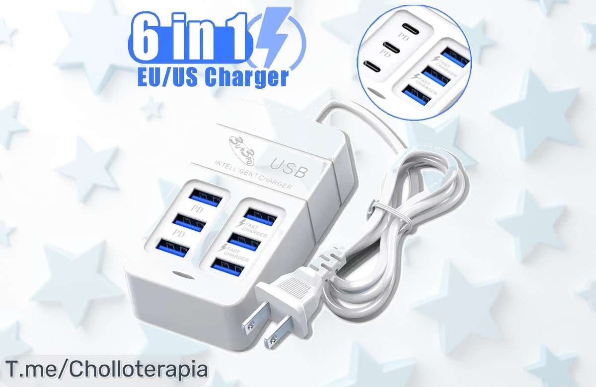 Cargador USB 6 en 1 de 35W: ¡El super chollo que revolucionará tu carga! Conéctate rápido y disfruta la comodidad. ¡No te pierdas este ofertón, compra ya antes de que se agote!
