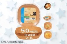 Cocina sin lío con nuestro papel desechable para freidora de aire, 50 unidades a precio loco y en oferta limitada ¡Hazte con el tuyo antes que se agoten!