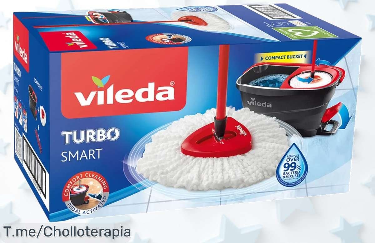 Consigue el VILEDA Turbo Smart: fregona y cubo con escurridor a un precio loco, limpia sin esfuerzo y ahorra tiempo. ¡Oferta limitada, actúa ya antes de que se agote!