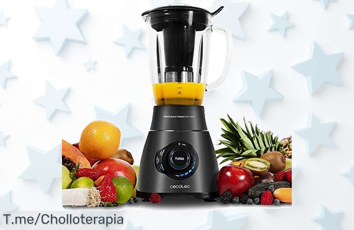 Desata tu chef interior con la Batidora Cecotec Power Black Titanium: potencia loca de 2500W y triturado en segundos. ¡No te pierdas este super chollo, compra ya!