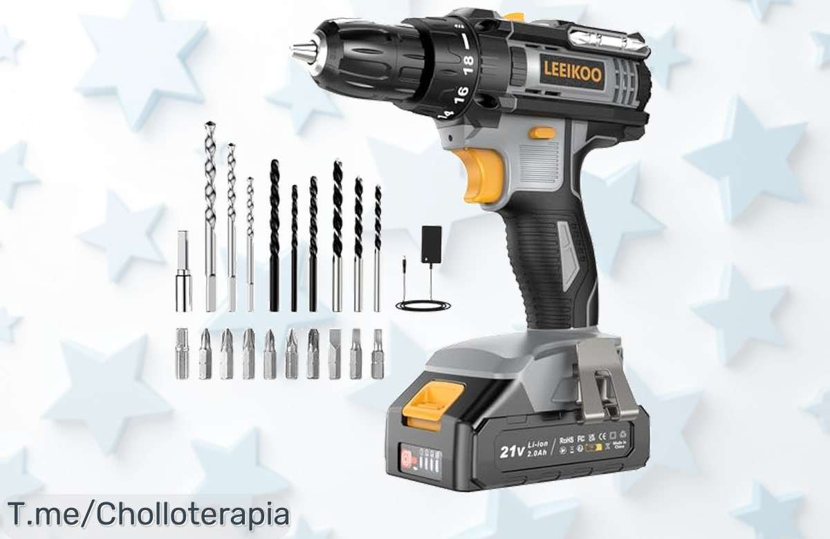 Descubre el Taladro Atornillador LEEIKOO: ¡super chollo con potencia increíble y 20 accesorios! Aprovecha este ofertón limitado y ahorra a lo grande, compra ya antes que se agote.