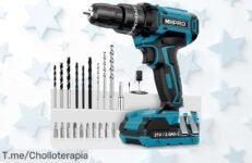 Descubre el Taladro Percutor a Batería 21V, ¡un super chollo con 42Nm de potencia y 25 ajustes! Solo por tiempo limitado, aprovecha este ofertón antes que se acabe
