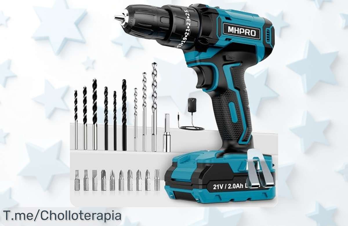 Descubre el Taladro Percutor a Batería 21V, ¡un super chollo con 42N.m de potencia y 25 ajustes! Solo por tiempo limitado, aprovecha este ofertón antes que se acabe.