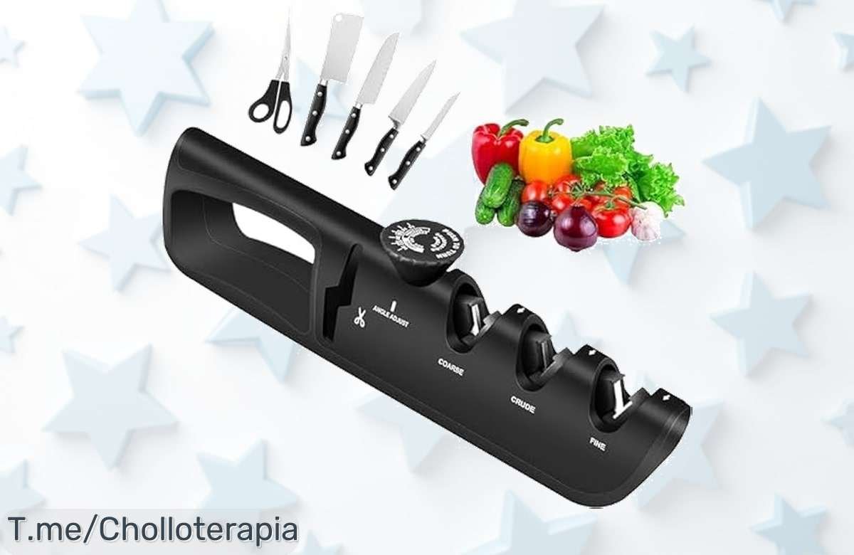 Descubre el afilador de cuchillos 4 en 1, con ajuste a 6 ángulos: cocina como un chef y transforma tus comidas. ¡No te quedes sin esta oferta brutal!