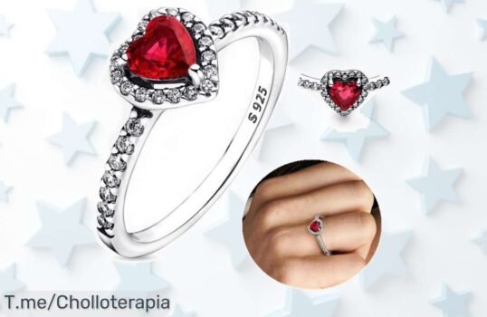 Descubre el anillo de corazón rojo que brilla como una estrella ¡Super chollo! Luce espectacular en bodas y regalos especiales Compra ya antes de que se agote