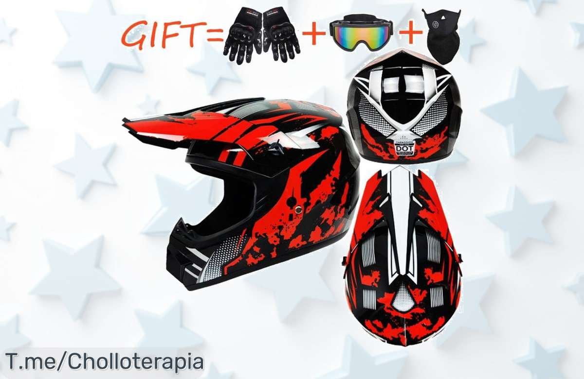Descubre el casco de moto para niños a un precio loco, ideal para aventuras off-road. No te quedes sin el tuyo, stock limitado. ¡Compra ya y vive la diversión!