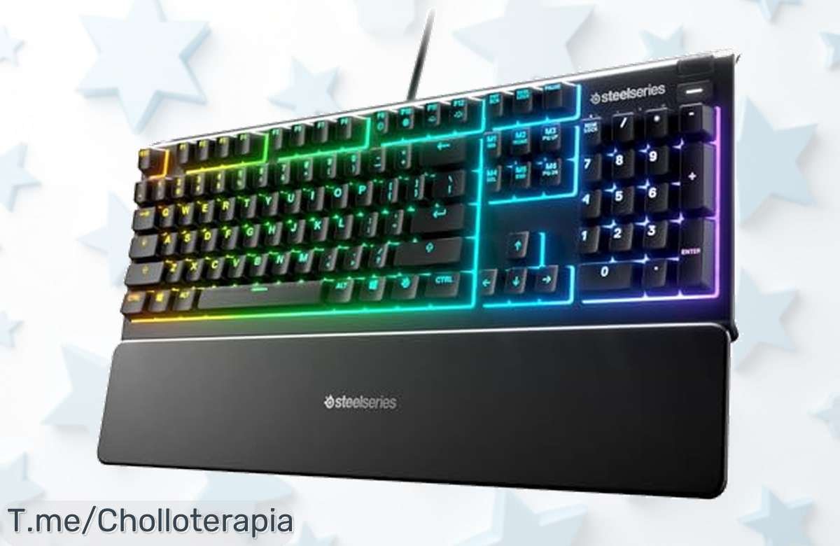 Descubre el chollazo del año: SteelSeries Apex 3, teclado RGB resistente al agua que ilumina tu juego y controla tu música. ¡Hazte con él antes de que se agote!