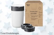 Descubre el contenedor para pañales que elimina olores y gérmenes: protección garantizada, capacidad de 33 pañales ¡No te pierdas este ofertón con x2 recambios!
