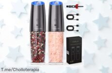Descubre el molinillo de pimienta recargable que muele solo, ajusta grosor y tiene luz LED; un super chollo para llevar tu cocina al siguiente nivel ¡Compra ya antes de que se acabe!