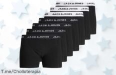 Descubre el ofertón de 7 bóxers Jack & Jones en algodón elástico, un super chollo para tu armario ¡No te quedes sin ellos! Apresúrate, la promoción es limitada