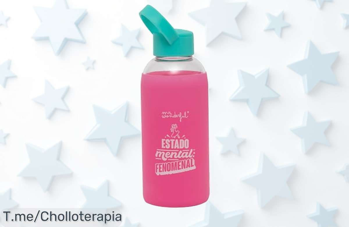 Descubre el ofertón de Mr. Wonderful: botella de cristal BPA free con diseño único para hidratarte mejor y más divertido, ¡aprópiate ya de la tuya antes que se acabe!