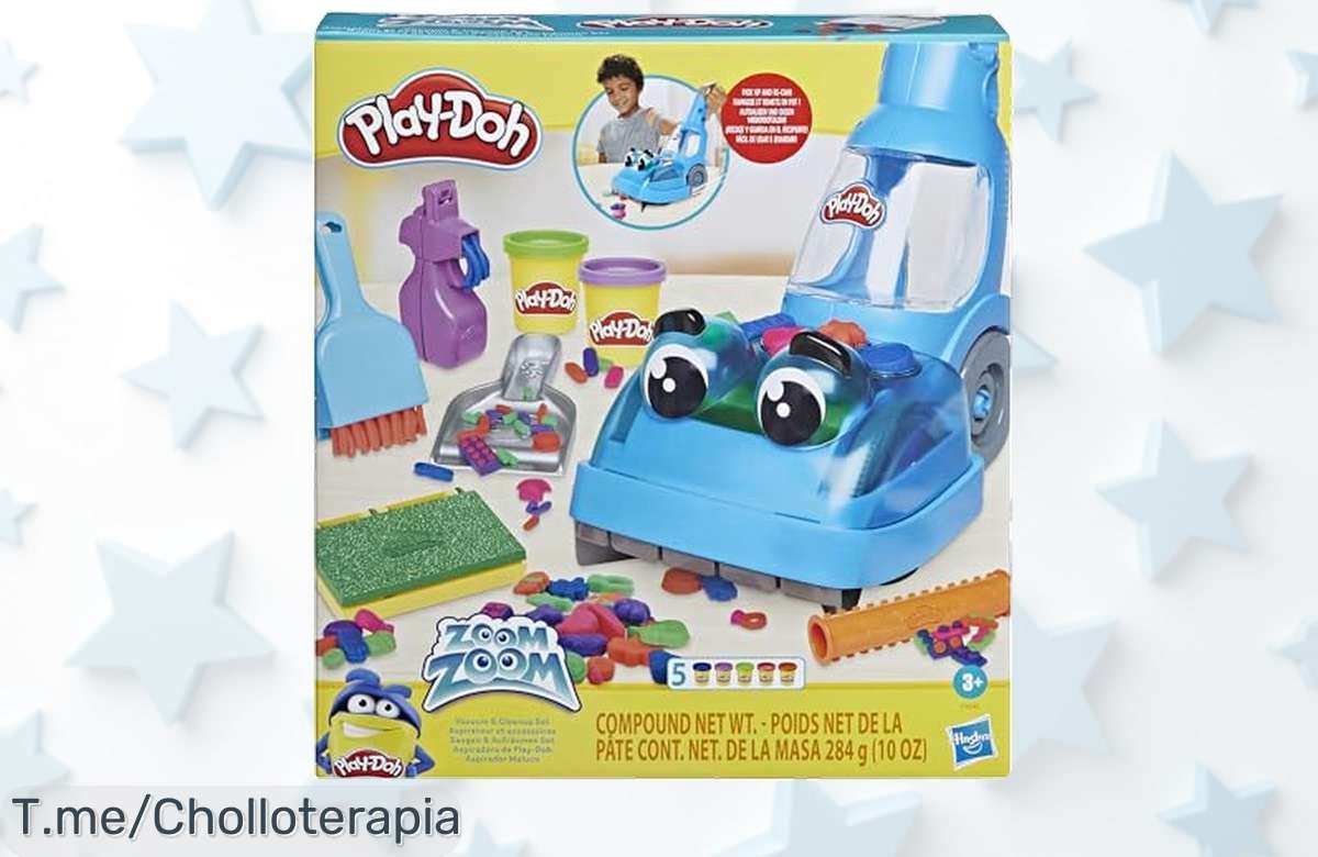 Descubre el ofertón del día con PlayDoh Zoom Zoom Aspiradora: limpieza divertida y 5 botes de plastilina, diversión garantizada. ¡Compra ahora antes que se agote!