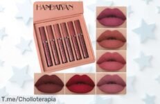 Descubre el super chollo de HANDAIYAN: 6 pintalabios líquidos que no se despegan, ¡brilla con confianza y atrapa miradas! Solo por tiempo limitado, ¡hazte con ellos ya!