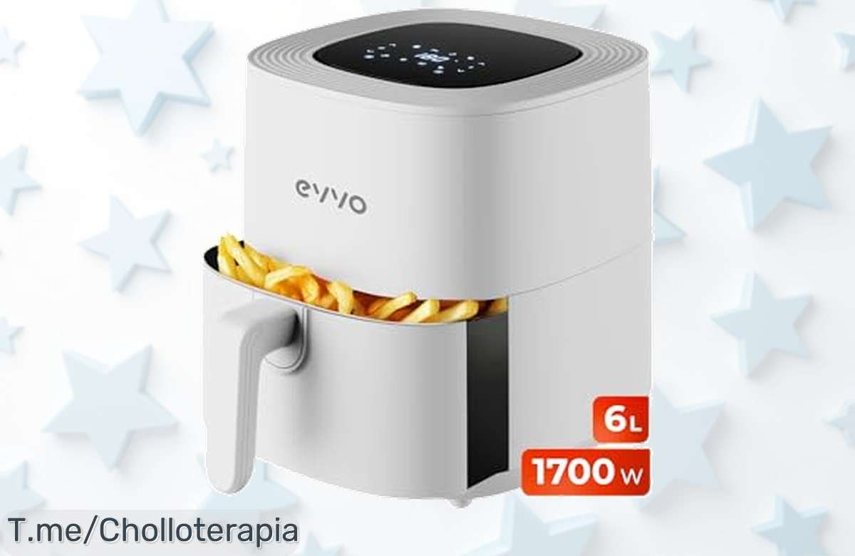 Descubre la Freidora de Aire EVVO: ¡Cocina Saludable en Grande con 6L de Delicias sin Aceite! Aprovecha este ofertón limitado y transforma tus comidas ya mismo.