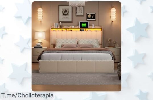 Descubre la cama tapizada con LED y USB que transformará tus noches: almacenaje y estilo en un solo lugar Aprovecha este ofertón antes de que se agote, ¡compra ya!
