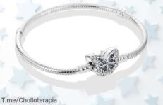 Descubre la pulsera de plata de ley 925 con forma de corazón y mariposa, un super chollo que te hará brillar en cualquier ocasión ¡Compra ya antes de que se agote!