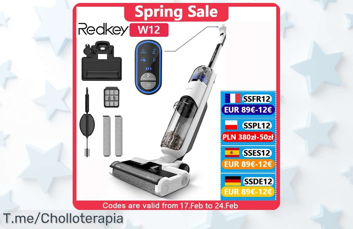 Descubre la redkey w12, aspiradora inalámbrica con autolimpieza ¡super chollo para que limpies sin esfuerzo! No dejes pasar este ofertón, aprovecha el descuento brutal ahora mismo.