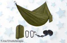 Hamaca doble de camping a precio loco: super ligera y robusta para disfrutar con amigos ¡No te quedes sin la tuya! Aprovecha esta oferta única y lánzate ahora mismo