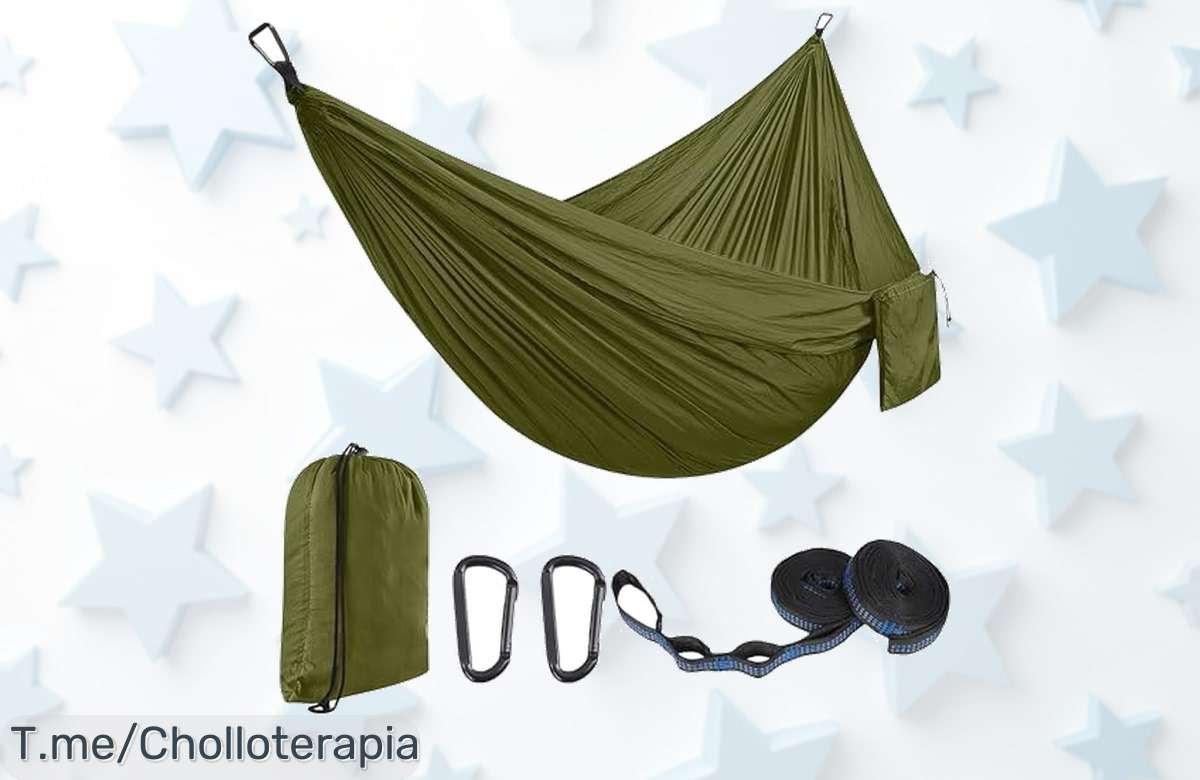 Hamaca doble de camping a precio loco: super ligera y robusta para disfrutar con amigos ¡No te quedes sin la tuya! Aprovecha esta oferta única y lánzate ahora mismo.