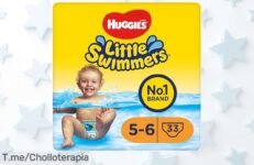 Haz que cada chapuzón sea especial con HUGGIES Little Swimmers, pañales desechables antiescape a un precio loco ¡No dejes pasar este ofertón y compra AHORA!