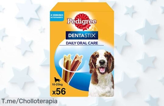Haz que tu perro sonría con el Snack Dental Pedigree Dentastix: dientes limpios y aliento fresco a precio loco ¡No dejes escapar este ofertón, compra ya!