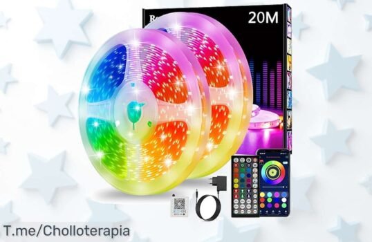 Ilumina tu hogar con las tiras LED de 20 metros y control Bluetooth, un descuentazo que transforma tus espacios en magia ¡No te lo pierdas, compra ya!