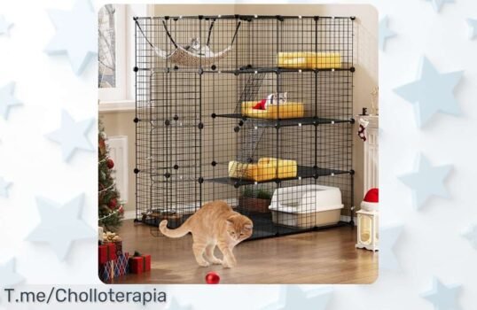 Jaula grande para gatos que es un super chollo: 4 niveles de diversión y seguridad ¡Aprovecha el descuento brutal y compra ya antes de que se acabe!
