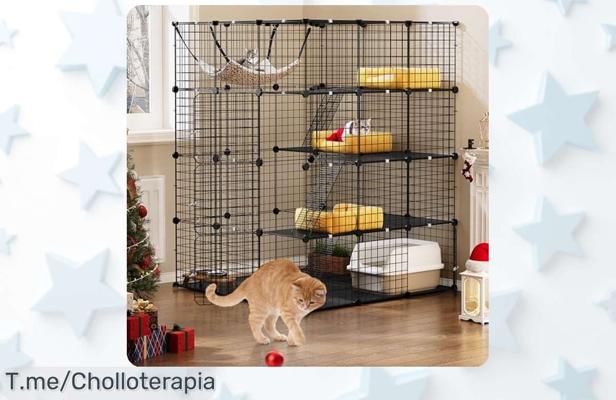 Jaula grande para gatos que es un super chollo: 4 niveles de diversión y seguridad. ¡Aprovecha el descuento brutal y compra ya antes de que se acabe!
