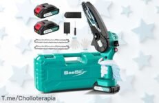 Mini motosierra eléctrica inalámbrica con 2 baterías y lubricante, ¡precio loco solo por tiempo limitado! No dejes pasar este super chollo y actúa ya antes que se acabe