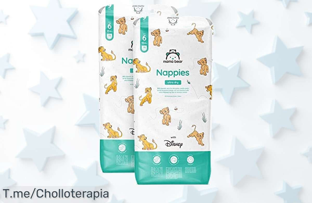 Pañales ultrasecos Mama Bear Disney: protección máxima hasta 12 horas y diversión asegurada. ¡Aprovecha este super chollo antes de que se agote!