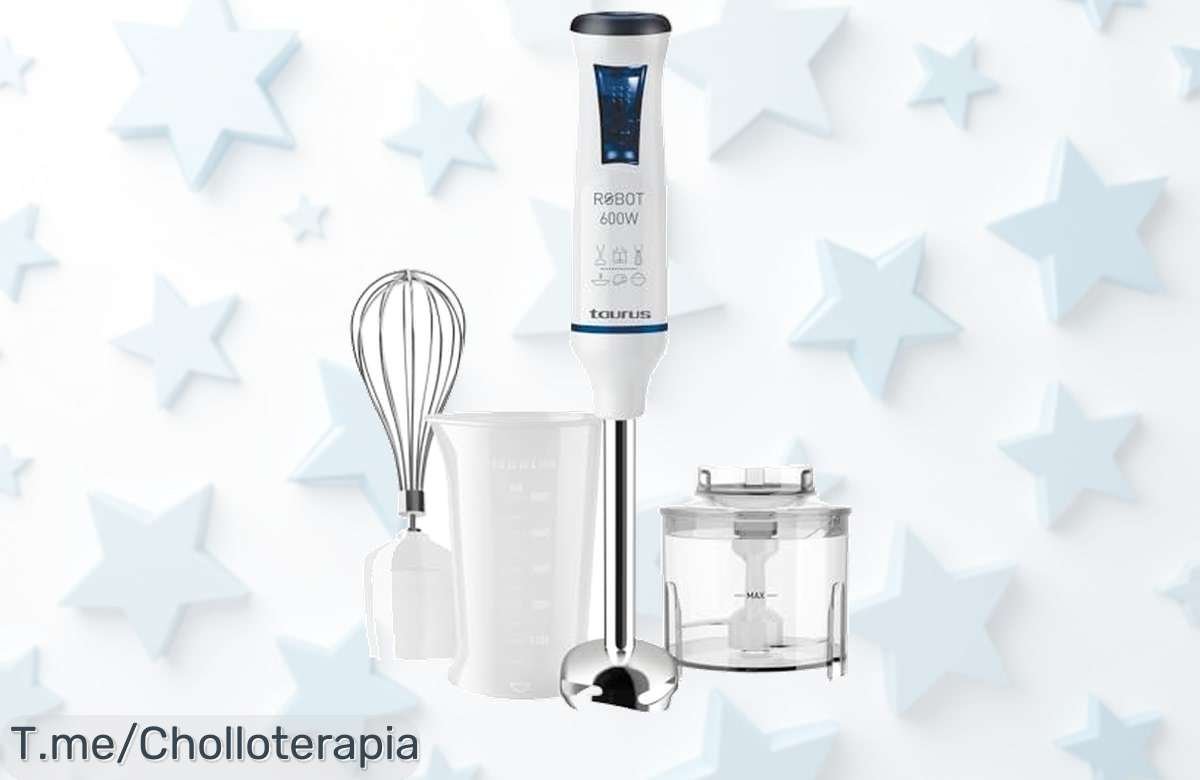 Potencia y versatilidad en tu cocina con la batidora de mano Taurus, un super chollo con 20 velocidades y turbo. ¡No te quedes sin la tuya, stock limitado!