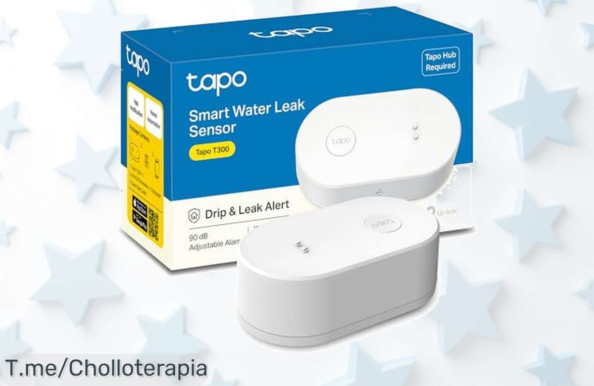 Protege tu hogar con el sensor de fugas TPLink TAPO T300: alarma potente, a prueba de agua y notificaciones instantáneas. ¡Aprovecha este super chollo antes que se agote!