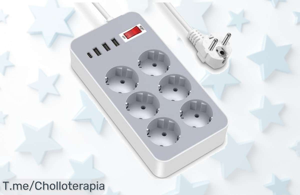 Regleta enchufe con 4 puertos USB y 6 tomas a precio loco, carga hasta 10 dispositivos al mismo tiempo. ¡Aprovecha este ofertón antes que se agote!