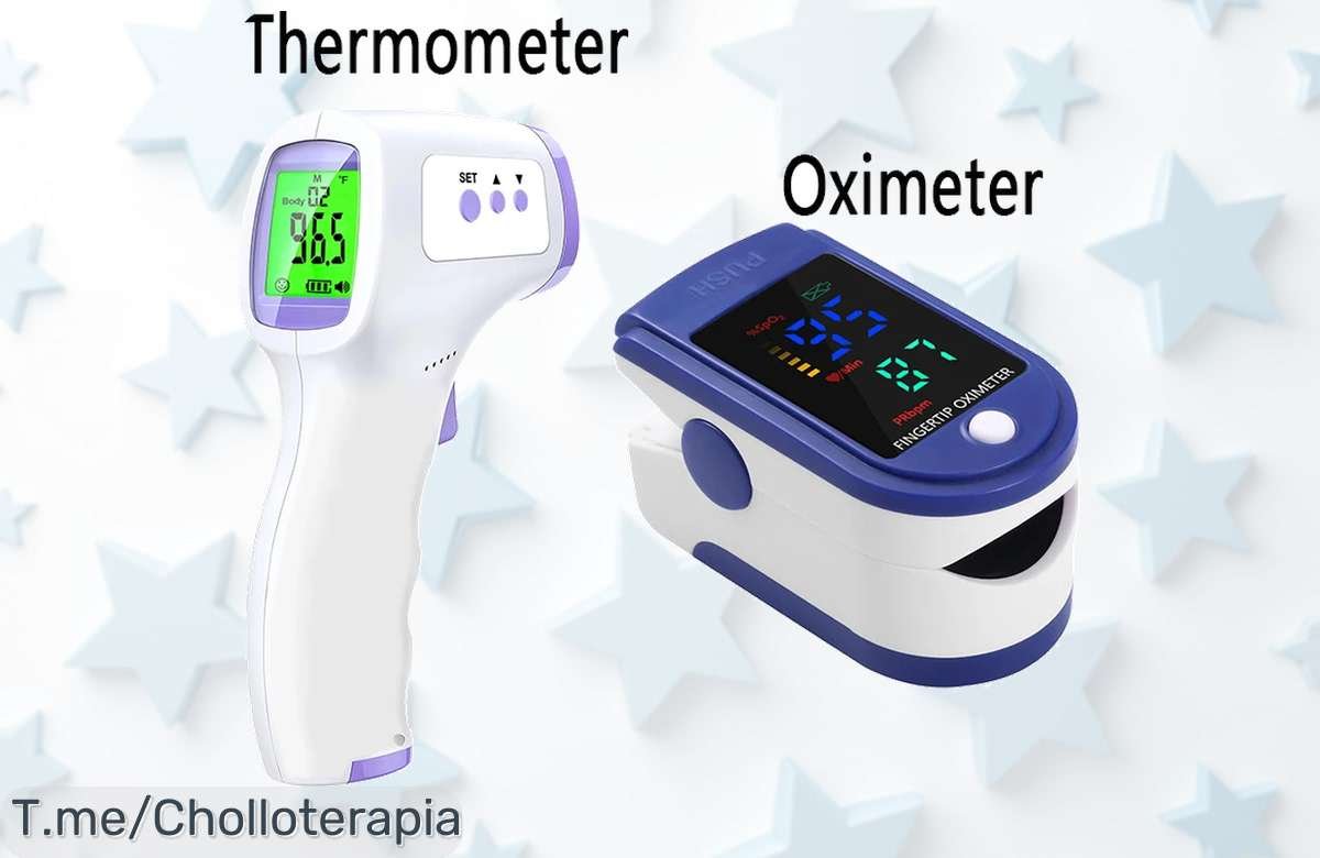 Revoluciona tu salud con el termómetro infrarrojo digital sin contacto y oxímetro de pulso, super chollo limitado que protege a tu familia. ¡Aprovecha este ofertón ahora!