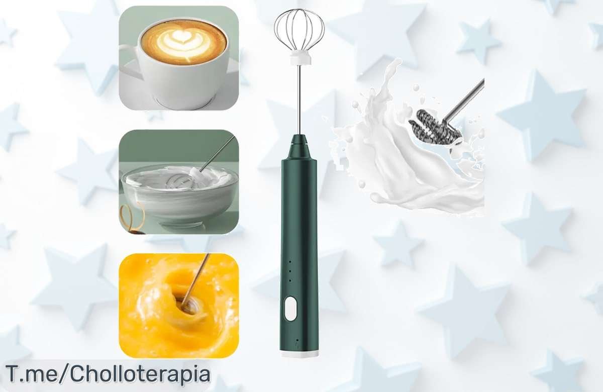 Revoluciona tus desayunos con el batidor eléctrico USB, espuma perfecta en segundos y sorprende a todos. ¡No dejes escapar este ofertón limitado, actúa ya!