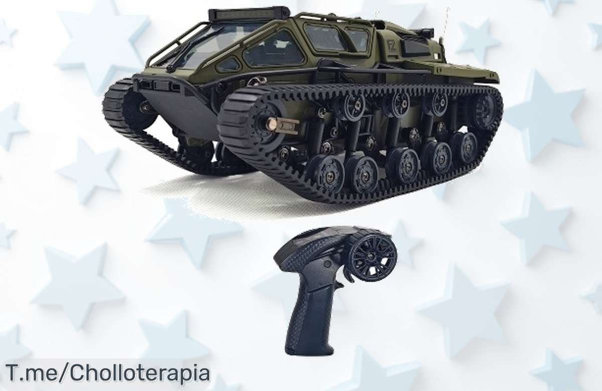 Tanque todoterreno de control remoto a precio loco: gira 360° con luces y diversión ilimitada. ¡Super chollo en oferta limitada! Compra ahora y no te quedes sin el tuyo.