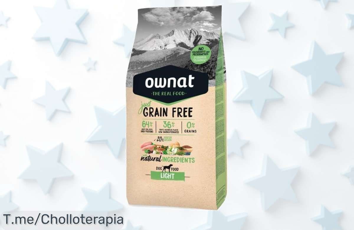 Transforma la vida de tu perro con Ownat Just Grain Free Light, el piensosuper chollo que cuida su salud. Aprovecha este ofertón limitado y compra ya para mimarlo como se merece.