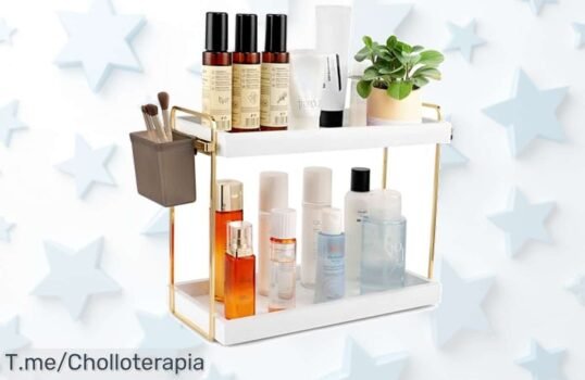 Transforma tu baño con el organizador de 2 niveles, fácil de montar y perfecto para tus productos ¡Aprovecha este ofertón antes de que se agote!