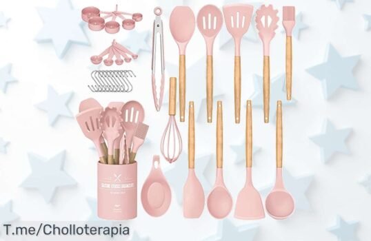 Transforma tu cocina con 33 piezas de utensilios de silicona y madera, ¡ofertón nunca visto! Aprovecha el descuento brutal antes que se agote, actúa ya y ahorra