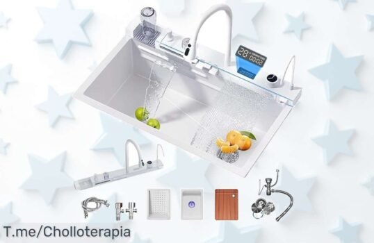 Transforma tu cocina con el fregadero en cascada inteligente, diseño multifuncional y pantalla digital ¡Aprovecha este super chollo antes de que se acabe!
