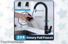 Transforma tu cocina con el grifo de acero inoxidable más práctico, caño extraíble y giro 360 para una limpieza sin esfuerzo ¡Aprovecha este ofertón temporal y compra ya!