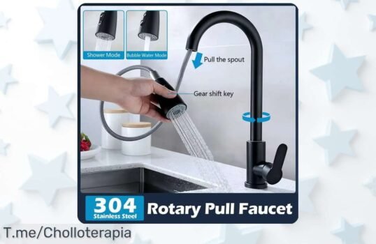 Transforma tu cocina con el grifo de acero inoxidable más práctico, caño extraíble y giro 360 para una limpieza sin esfuerzo ¡Aprovecha este ofertón temporal y compra ya!