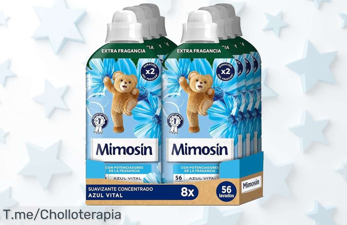 Transforma tu colada con el pack de 8 Mimosín y su fragancia Azul Vital, ¡super chollo por tiempo limitado! Aprovecha este ofertón y compra ya antes que se acabe.